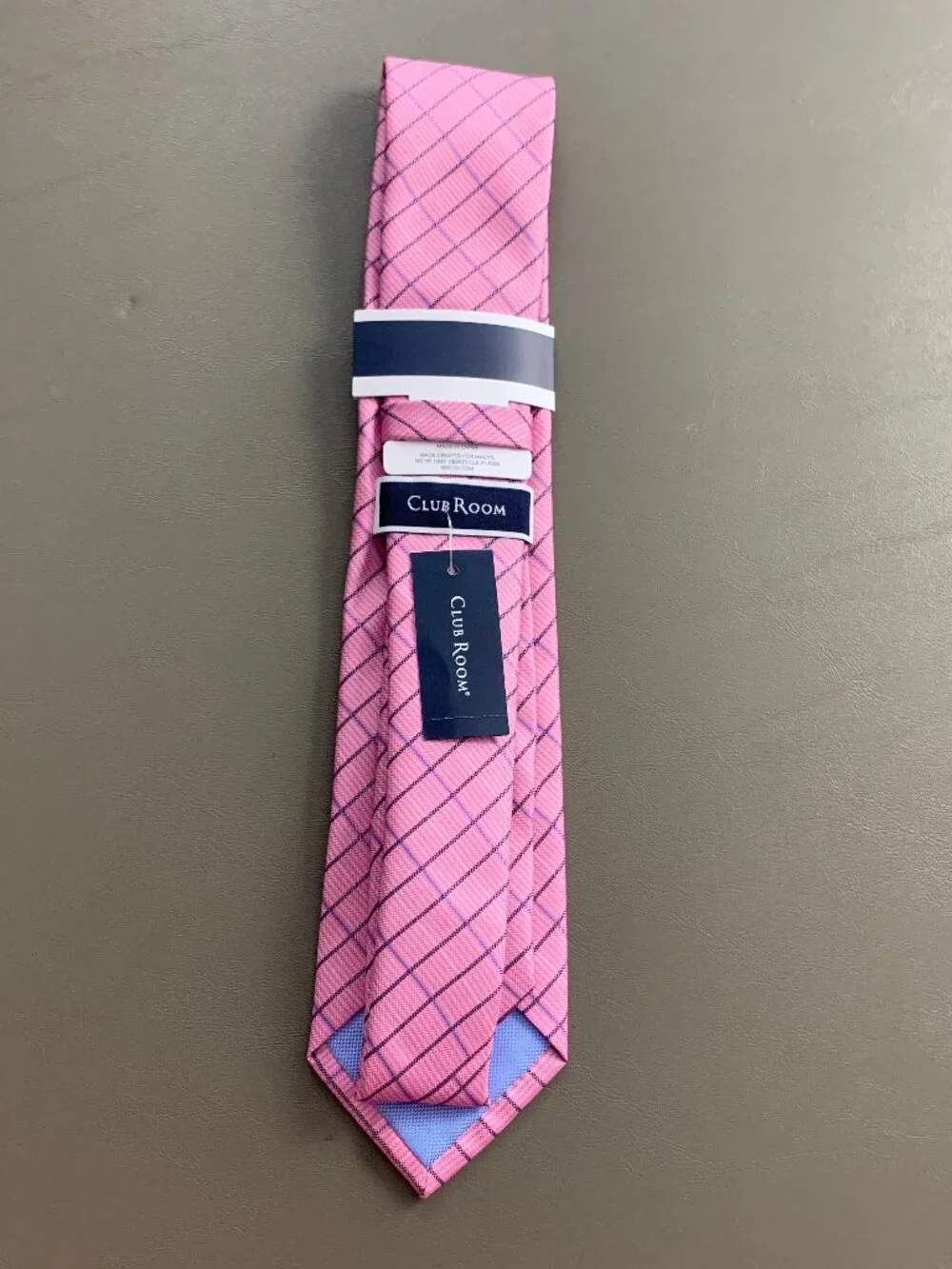 Club Room Men's 3.25'' 100% Polyester Neck Tie, Quaise Pink Grid, One Size